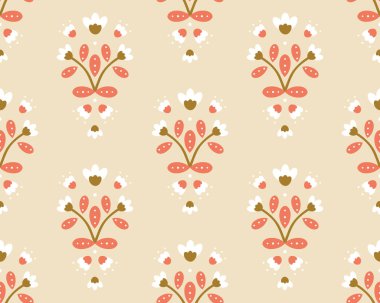 Vektör Modern Slav Halkı, Bej desenli arka planda çiçeklere ilham verdi.
