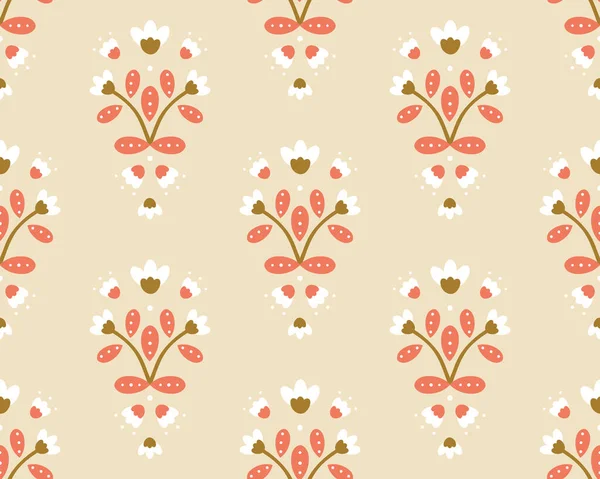 Vector Modern Slavic Folk Inspirierte Blumen Auf Beigem Hintergrund — Stockvektor