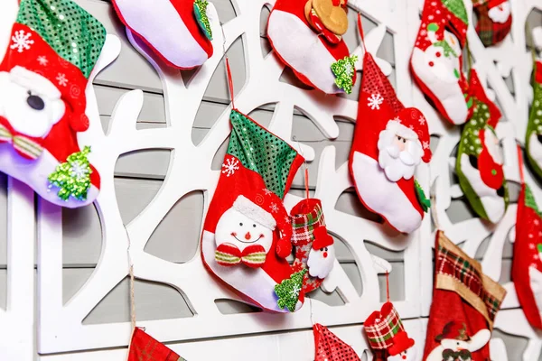 Kerst Decoraties Kerst Sokken Achtergrond — Stockfoto