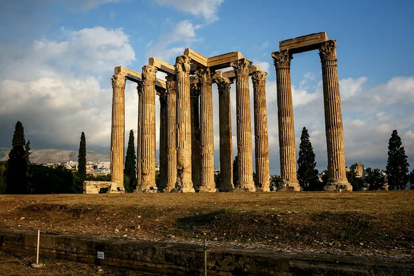 Templo Antigo Zeus Olympeion Atenas Greece Luz Por Sol — Fotografia de Stock