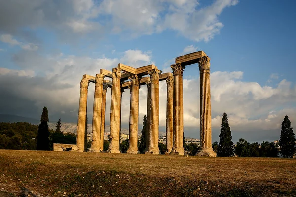 Templo Antigo Zeus Olympeion Atenas Greece Luz Por Sol — Fotografia de Stock