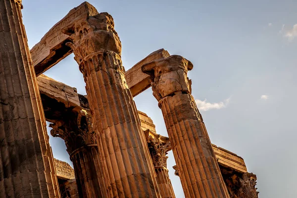 Colunas Gregas Antigas Temple Antigo Zeus Olympeion Atenas Luz Por — Fotografia de Stock