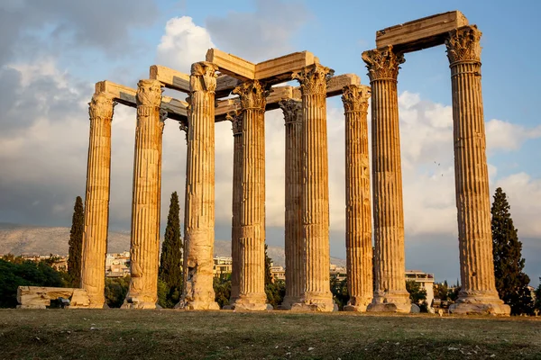 Templo Antigo Zeus Olympeion Atenas Greece Luz Por Sol — Fotografia de Stock