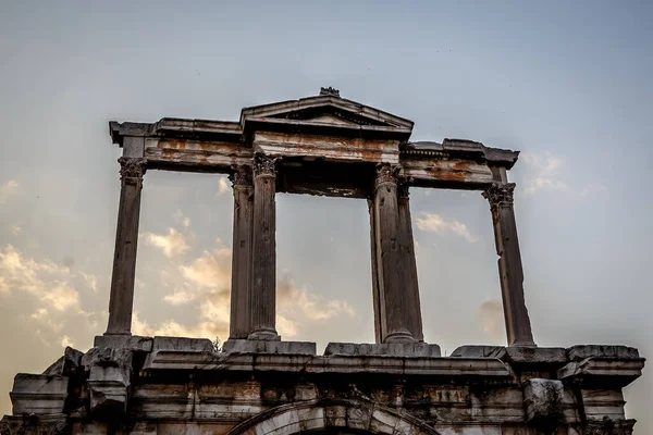 Detalhes Colunas Antigas Arco Atenas — Fotografia de Stock