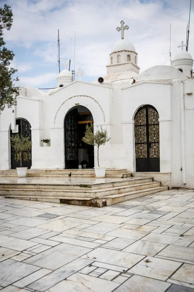 Weiße Kirche Griechenland Religionskonzept — Stockfoto