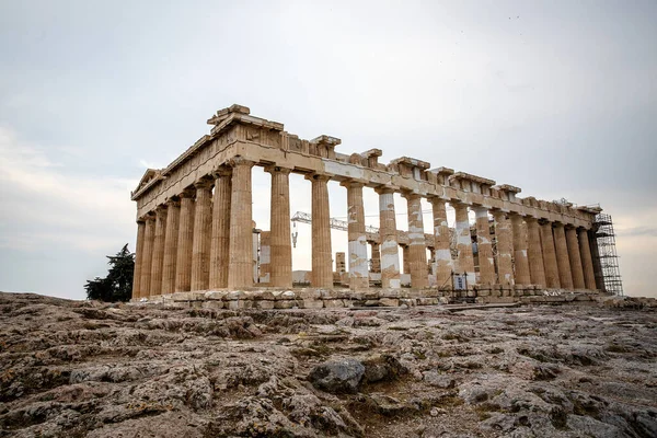 Atenas Grécia Maio 2018 Reconstrução Templo Parthenon Acrópole — Fotografia de Stock