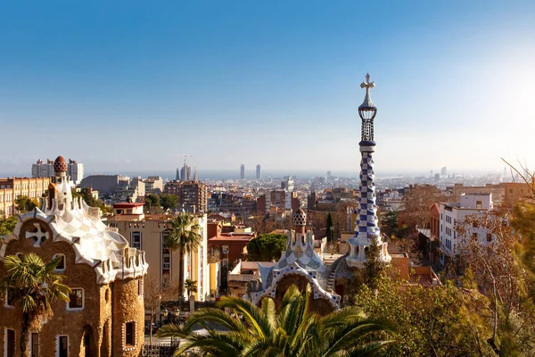 Barcelona Stadsutsikt Från Park Guell — Stockfoto