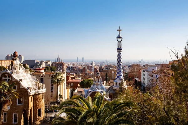 Gate House Tower Park Guell Barcelona Katalonien Spanien — Stockfoto