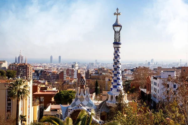 Gate House Tower Park Guell Barcelona Katalonien Spanien — Stockfoto