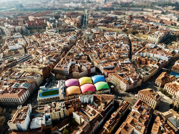 Flygfoto Från Drönare Madrids Centrum Utsikt Över Gamla Stan Spanien — Stockfoto