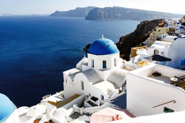 Yunanistan 'ın Santorini adasının manzarası