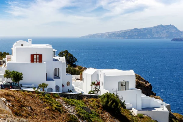 Yunan Mimarisi Kıyıdaki Küçük Geleneksel Beyaz Evler — Stok fotoğraf