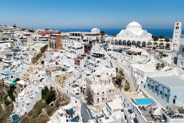 Classical Greek white buildings architecture on Santorini island, Greece