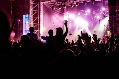 Müzik festivalinde mutlu kalabalık
