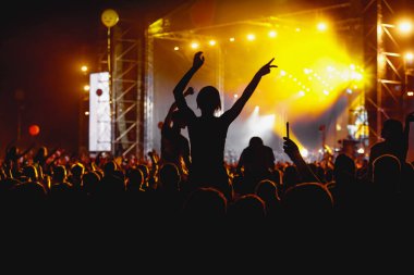 Müzik festivalinde mutlu kalabalık