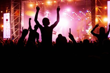 Müzik festivalinde mutlu kalabalık