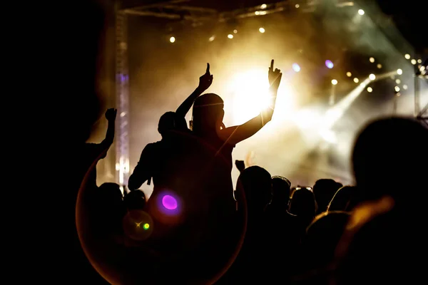 Fröhliches Publikum Bei Einem Musikfestival — Stockfoto