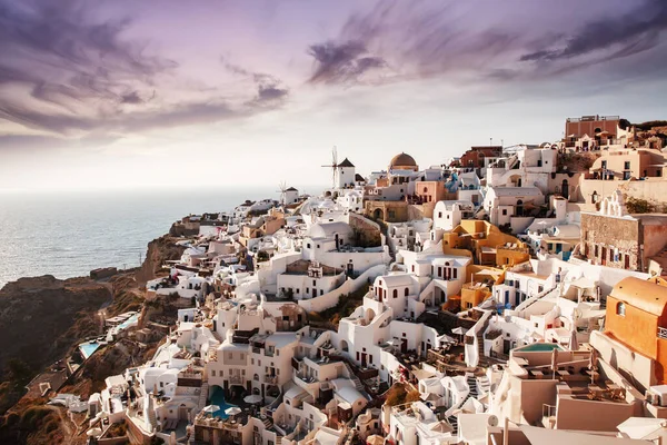 Village Oia Sur Île Santorin Grèce Pendant Beau Coucher Soleil — Photo