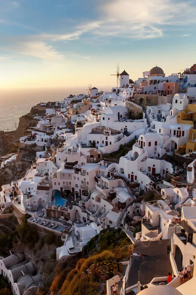 Village Oia Sur Île Santorin Grèce Pendant Beau Coucher Soleil — Photo