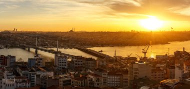 İstanbul Günbatımı Panorama. Türkiye 'ye Seyahat
