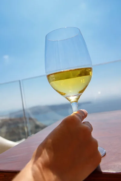 Açık Havada Beyaz Şarap Kadehi — Stok fotoğraf