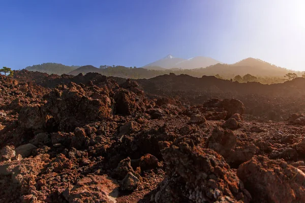 Paisaje Volcánico Textura Rocosa Negra Lava Enfriada Parque Nacional Del —  Fotos de Stock