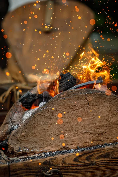 Horseshoe Production Process Horseshoe Flames — Stock Photo, Image