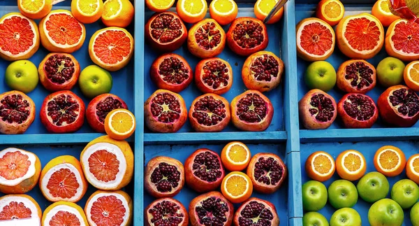 Fresh Fruits Assorted Fruits Colorful Background Fresh Fruits Assorted Orange — стоковое фото