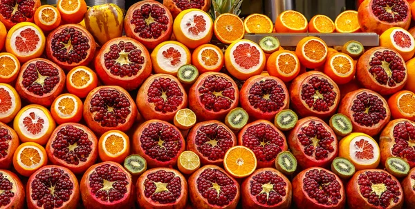 Fresh Fruits Assorted Fruits Colorful Background Fresh Fruits Assorted Orange — 图库照片