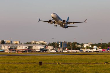 Warsaw, Poland - 12.06.2022: Boeing 737 MAX 8 taking off from Chopin airport