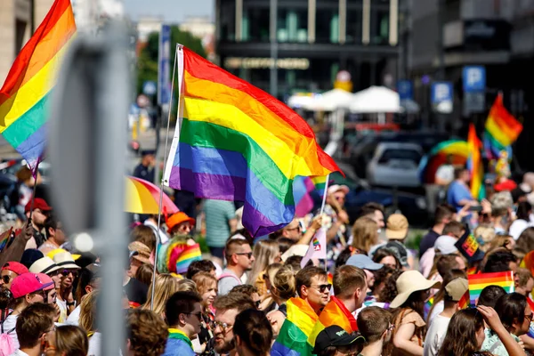 Warsaw Poland 2022 Equality Parade Happy Colorful People Rainbow Flags — 스톡 사진