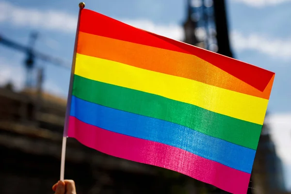 Lgbt Pride Rainbow Flag Parade City — 스톡 사진