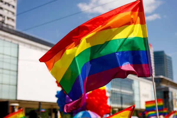 Lgbt Pride Rainbow Flag Parade City — ストック写真