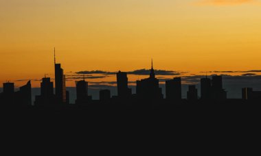 City skyline. Silhouette of a cityscape with modern skyscrapers and city buildings.