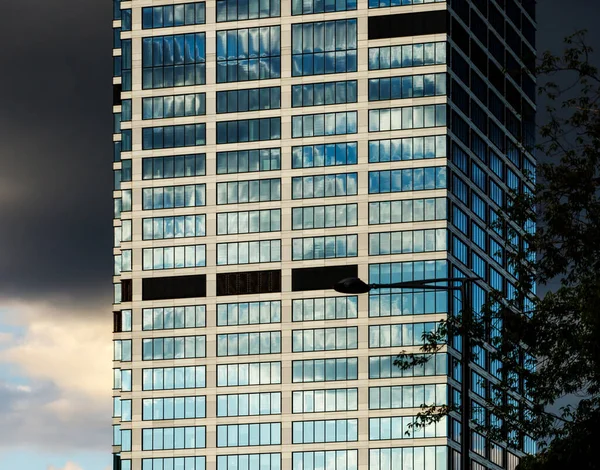 Close-Up of mirrored modern office building windows