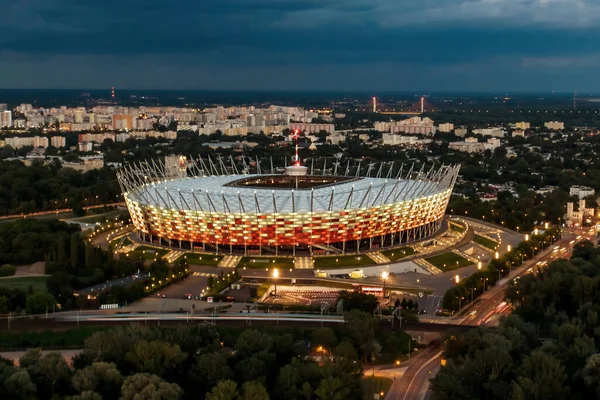 Poland National Stadium Warsaw Capital City Aerial Drone View — Foto Stock