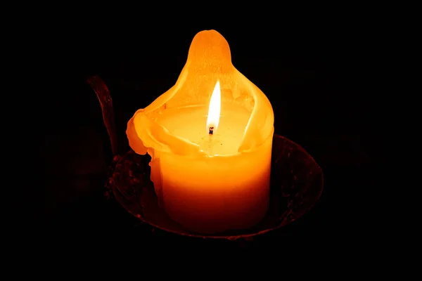 Flame Burning Candle Dripping Wax — Stock Photo, Image