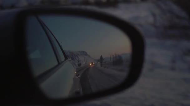 Vista Rodovia Islândia Espelho Retrovisor Carro — Vídeo de Stock