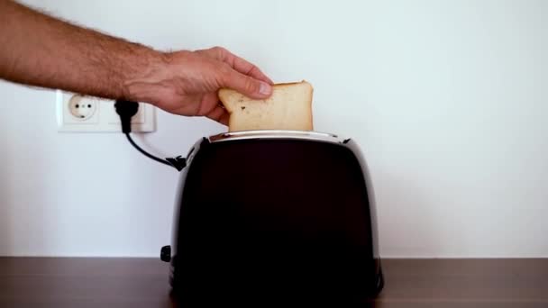 Man Preparing Toast Breakfast — Stok video