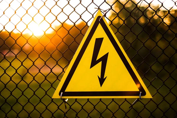 Warning Sign Danger Fence Power Plant Close — ストック写真