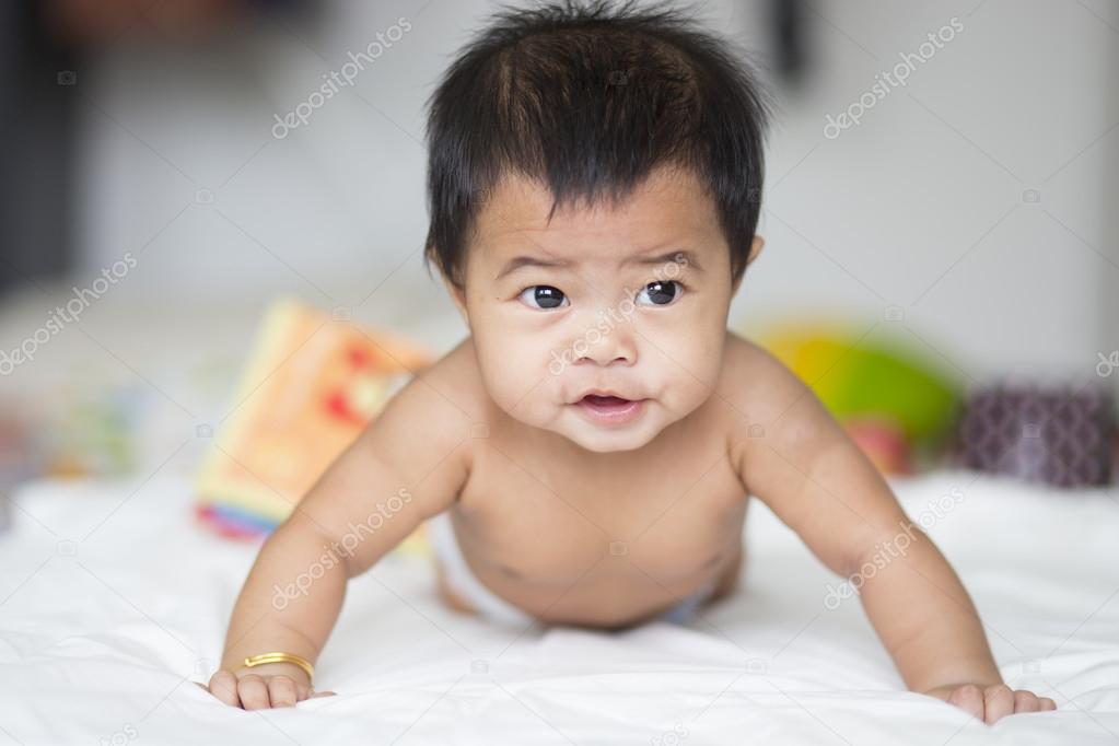 Baby girl crawling