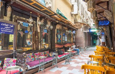 El Fishawi eski kafesi, Mamluk Khan al-Khalili çarşısı, Covid-19 tecridi sırasında kapalı, Kahire, Mısır