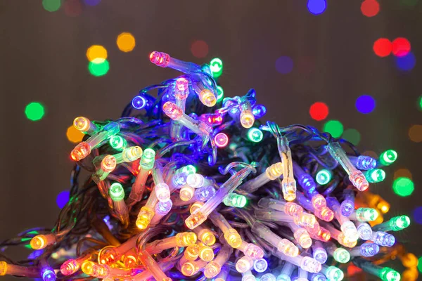 Luces Led Cadena Fiesta Fiesta Navidad Decoración Luces Cerca Iluminación — Foto de Stock