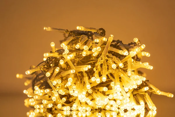 Lampy Led Strunowe Świąteczne Lampki Dekoracyjne Zamknij Boże Narodzenie Oświetlenie — Zdjęcie stockowe