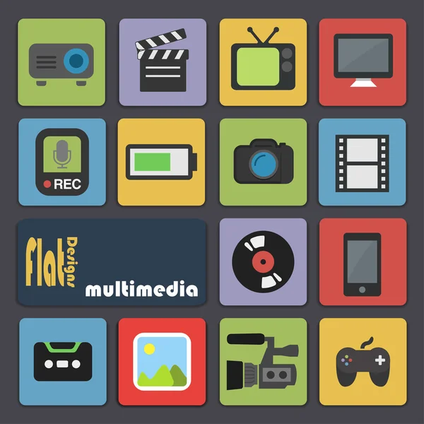 Symbole für Multimedia. — Stockvektor