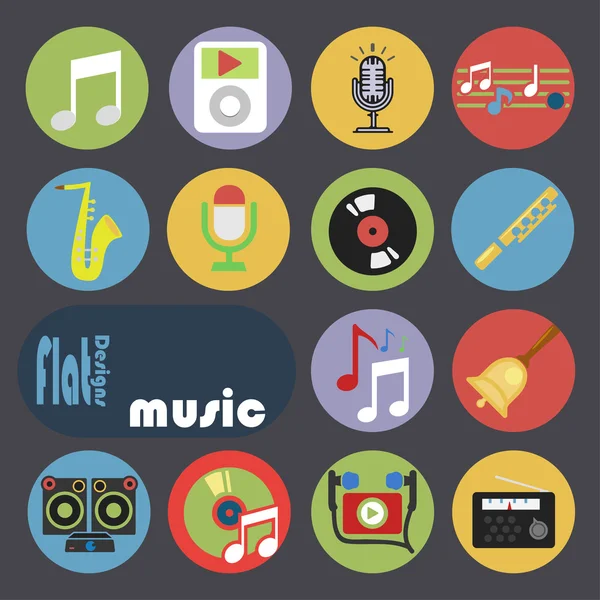 Icon set for Music — Stock Vector