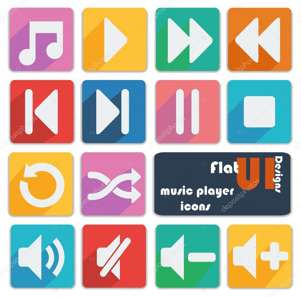Flat ui design icons - Music Player Buttons.