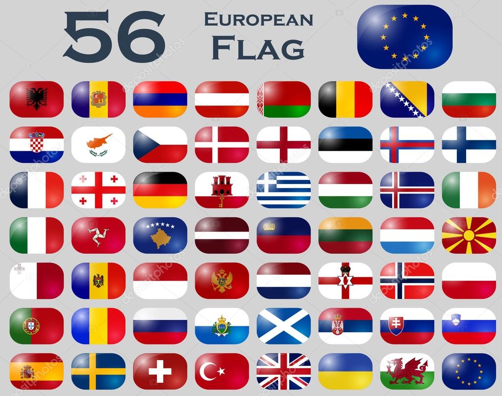 European flags in oval shape.