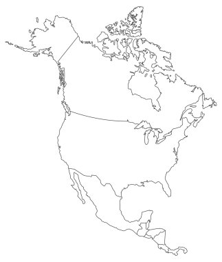 Kuzey Amerika kör harita.