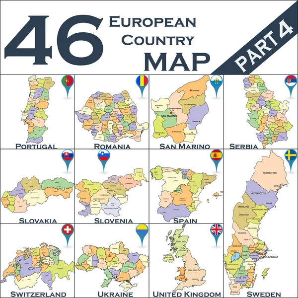 Europäische politische Landkarte — Stockvektor